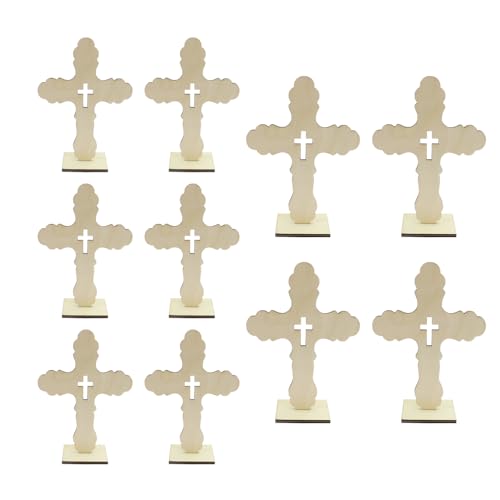 Ieron 10 Stück Holzkreuz-Ornamente, unbemaltes Bastel-Holzkreuz, Gedenkkruzifix für Heimwerker-Kunsthandwerk Ieron 10 Stück Holzkreuz-Ornamente, unbemaltes Bastel-Holzkreuz, Gedenkkruzifix für Heimwerker-Kunsthandwerk von Ieron