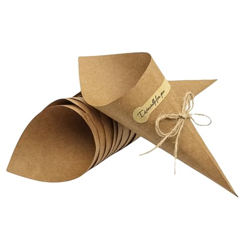 Ieron 50-teiliges Party-Konfetti-Kegelhalter-Box-Set, Ständer, Tablett, Box mit Blütenblättern, Blumenstrauß, Süßigkeiten-Konfetti-Kegel für Hochzeiten, Seilen, Aufklebern (braun, 15 x 15 cm) von Ieron