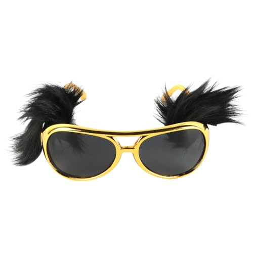 Ieron Goldene Rockstar-Kostümbrille mit Koteletten, Brille im Rock-Stil, Promi-Piloten-Sonnenbrille, Kostümzubehör für Rapper-Hippie-Partyzubehör Ieron Goldene Rockstar-Kostümbrille mit Koteletten, Brille im Rock-Stil, Promi-Piloten-Sonnenbrille, Kostümzubehör für Rapper-Hippie-Partyzubehör von Ieron