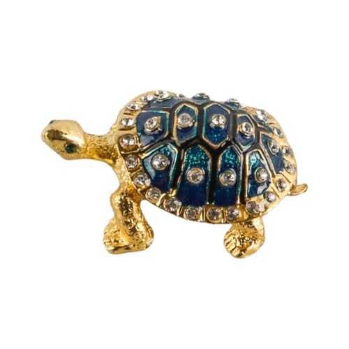 Ieron Mit Kristallen besetzte Schmuckschatulle in Form Einer Schildkröte, Schmuck- und Ringhalterbox mit dekorativen funkelnden Diamantornamenten, Andenkenbox (blau) von Ieron