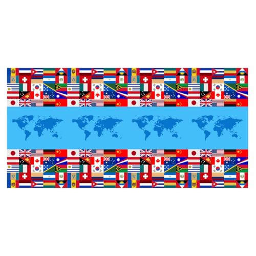 Ieron Tischdecke mit internationaler Weltflagge, wasserdichte Kunststoff-Tischdecke, rechteckige Tischdecke für internationalen Austausch, Innen- und, Event-Party-Dekoration (137 x 274 cm) von Ieron