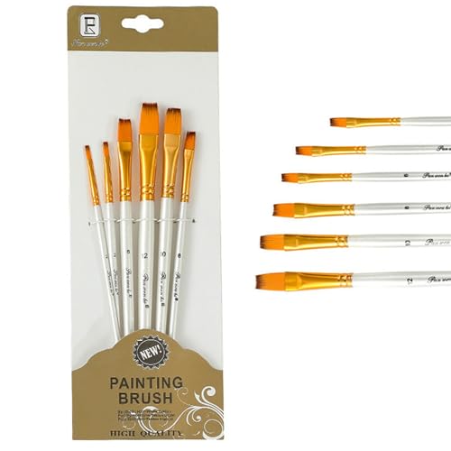 ieron 5-teiliges Pinsel-Set, professionelle Nylonhaarbürsten, Künstlerpinsel für Acrylmalerei, Aquarell, Ölgemälde, Aquarell, Gouache-Malerei (flach) von Ieron