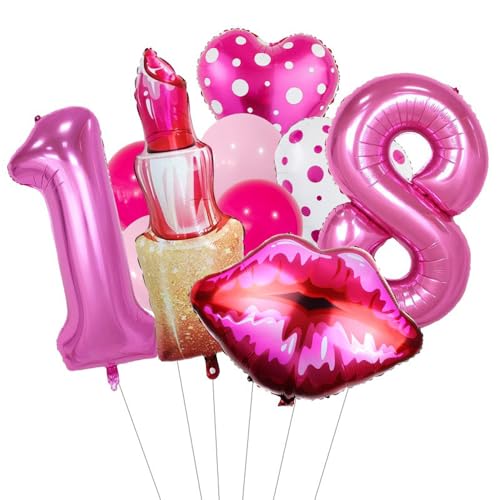 ieron Galentines Day Dekorationen, Zahl 18 rote Lippen Lippenstift Folienballons Herzform Girlande Party Supplies Dekor ieron Galentines Day Dekorationen, Zahl 18 rote Lippen Lippenstift Folienballons Herzform Girlande Party Supplies Dekor von Ieron