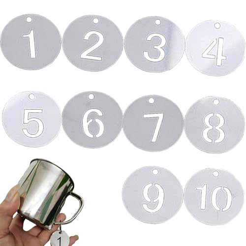 10pcs Zahlen-Tags, 1-10 Edelstahl-Nummern-Tags, Identifikation mit Schlüsselringen 0, 9 Zoll rund ausgehöhlte Hang Gravierte Nummernschlüsselketten-Mehrzweck-Etikett 10pcs Zahlen-Tags, 1-10 Edelstahl-Nummern-Tags, Identifikation mit Schlüsselringen 0, 9 Zoll rund ausgehöhlte Hang Gravierte Nummernschlüsselketten-Mehrzweck-Etikett von Iewroyt