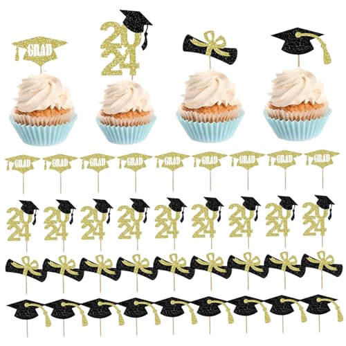 Abschlusskuchentopper, 40pcs Paper College Abschlussdekoration, Diplom, 2024, Grad Cap Cupcake Picks, wiederverwendbare 2024 Partydekorationen für Foto -Requisite Abschlusskuchentopper, 40pcs Paper College Abschlussdekoration, Diplom, 2024, Grad Cap Cupcake Picks, wiederverwendbare 2024 Partydekorationen für Foto -Requisite von Iewroyt