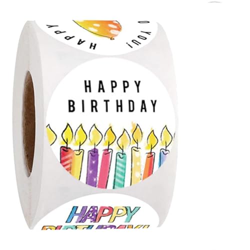 Geburtstagsaufkleber 500pcs/Roll niedliche runde Aufkleber für Geburtstagsklebstoffumschläge personalisierte Etiketten für Partys Feiern Dekorationen, Runde Geburtstagsaufkleber 500pcs/Roll niedliche runde Aufkleber für Geburtstagsklebstoffumschläge personalisierte Etiketten für Partys Feiern Dekorationen, Runde von Iewroyt