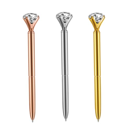 Iewroyt 3 PCs künstlicher Kristall Diamant Pen Eleganter Kugelschreiber Metallic-Kugelstifte Roségold mit großem Diamant/Kristall, grünem Gold/Silber-Bürozubehör- Iewroyt 3 PCs künstlicher Kristall Diamant Pen Eleganter Kugelschreiber Metallic-Kugelstifte Roségold mit großem Diamant/Kristall, grünem Gold/Silber-Bürozubehör- von Iewroyt