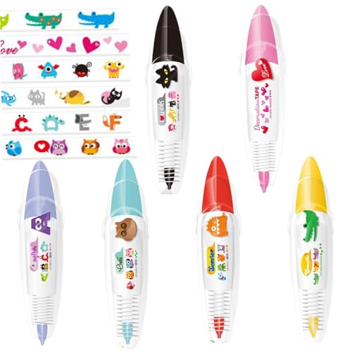 Iewroyt 6 PCs Bandstift, Cartoon -Musterkorrekturstift, süße DIY -Spitzen -Dekorationsstifte, lebendige Muster Korrekturband, dekorative Stifte Geschenk für Kinder und Erwachsene Iewroyt 6 PCs Bandstift, Cartoon -Musterkorrekturstift, süße DIY -Spitzen -Dekorationsstifte, lebendige Muster Korrekturband, dekorative Stifte Geschenk für Kinder und Erwachsene von Iewroyt