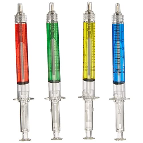 Iewroyt Kugelschreiber kreative Spritzenformballpunkte Stifte Imitation Pin Multi -Funktion rot grün blau gelb Ink Flüssigkeit für Schulbüro Home 4pcs von Iewroyt