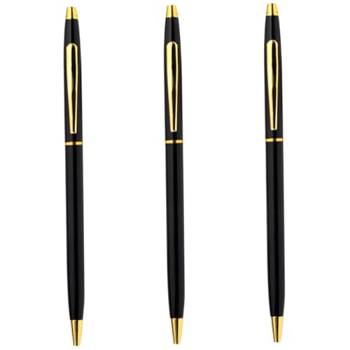 Iewroyt Kugelschreiber schwarze Tinte 3pcs 1mm Tipp Edelstahl Kugelschreiber mit Clip Exquisite Black & Gold 5 Länge Slim für Schule, Büro, Geschäft Iewroyt Kugelschreiber schwarze Tinte 3pcs 1mm Tipp Edelstahl Kugelschreiber mit Clip Exquisite Black & Gold 5 Länge Slim für Schule, Büro, Geschäft von Iewroyt