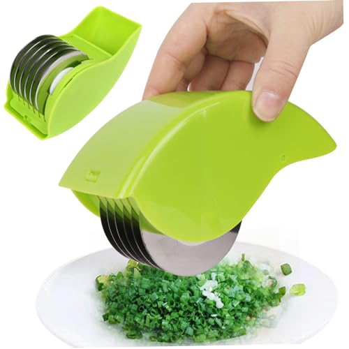 Kräuterrolle Mincer, manuelles Handblätter Schnittler Minzschneider mit 6 Edelstahl -Klingen -Küche Gemüsekotelett von Iewroyt