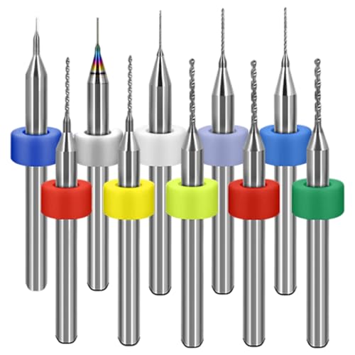 Micro Bohrer Bit Set (10pcs), 0, 1 mm bis 1, 0 mm Carbid-Bohrer, praktische Werkzeuge für Druckschaltkarton-Steinschmuck CNC-Gravur, kleine Teile von Iewroyt