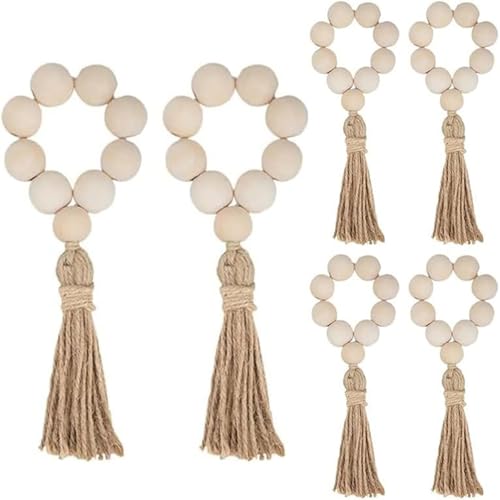 Serviettenringe Set von 6, Boho -Serviettenringe mit Holzperlen und Quastenseil für Boho -Tischdekor, Frühlingsbankett, Hochzeit, Weihnachtsfeier Serviettenringe Set von 6, Boho -Serviettenringe mit Holzperlen und Quastenseil für Boho -Tischdekor, Frühlingsbankett, Hochzeit, Weihnachtsfeier von Iewroyt