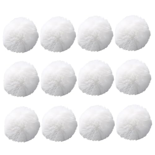 Weiße Pom -Poms, 12 pcs 3, 2 Zoll weiche flauschige Pomkugeln, DIY -Pompons für Hüte, Taschen, Schlüsselanhänger, Schals, Schuhe Crafting von Iewroyt