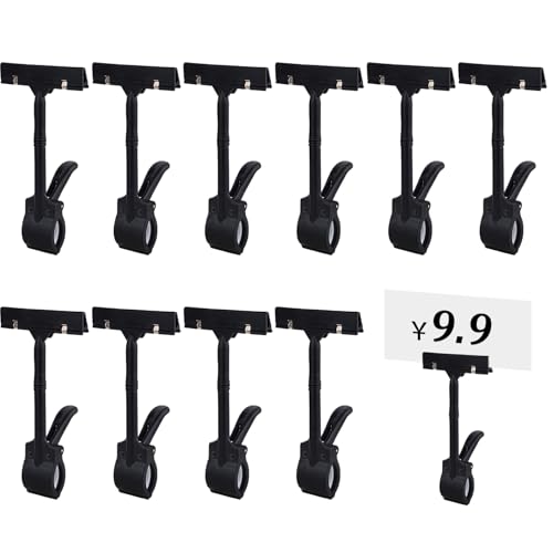 Zeichenclips, 10pcs Rotatable -Etikett -Clips, 6, 7 Zoll Plastikpreis -Schildhalter, tragbarer Schilderhalter für Etiketten, Korb, Visitenkarten von Iewroyt