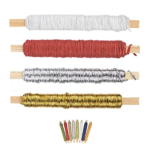 IFLO®Blumendraht & Basteldraht Grün – Floristik- und Wickeldraht für Blumen, Kränze & Garten, flexibel & robust, auf Spule (4er Pack - Papierwickeldraht Ø 0,8 mm x 22 m Mix) von Iflo