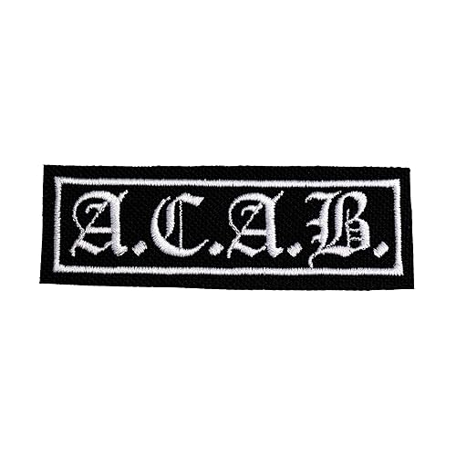 A.C.A.B. Bestickter Aufnäher zum Aufbügeln, weißes Garn auf schwarzem Segeltuch, für Custom Biker Westen und Lederjacken A.C.A.B. Bestickter Aufnäher zum Aufbügeln, weißes Garn auf schwarzem Segeltuch, für Custom Biker Westen und Lederjacken von Iguana Custom