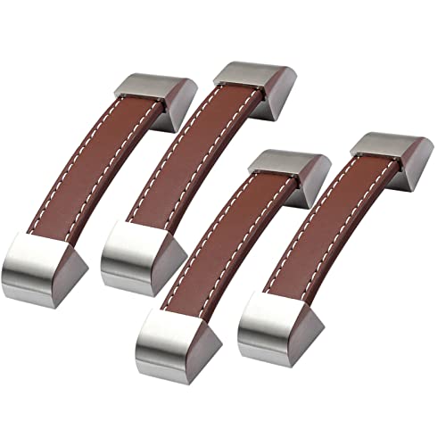 Ledergriff, Möbelgriff aus Leder, Schrankgriff aus Leder, nicht leicht zu brechen, Schranktürgriff, brauner Schrankgriff, wasserfeste Knöpfe for Küche, Schlafzimmer, Möbelbeschläge, 4 Stück ( Color : Ledergriff, Möbelgriff aus Leder, Schrankgriff aus Leder, nicht leicht zu brechen, Schranktürgriff, brauner Schrankgriff, wasserfeste Knöpfe for Küche, Schlafzimmer, Möbelbeschläge, 4 Stück ( Color : von IhLuX