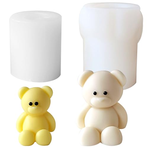 Teddybär-Silikonform 3D Bärenform Gießform 2 Stück Eiswürfelform Für Bären Harzformen für Duftkerzen für Selber Basteln Kerzen, Seife,Ornament Dekoration (Bären) von IhLux