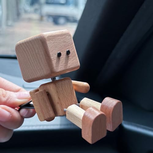 Ihdjasg Wackelfigur Holzfiguren, Lustige Holz Wackelkopf Autozubehör, Auto Armaturenbrett Figur Deko, Handgefertigte Actionfiguren, Für Schreibtisch, Tischplatte, Lange Fahrt von Ihdjasg