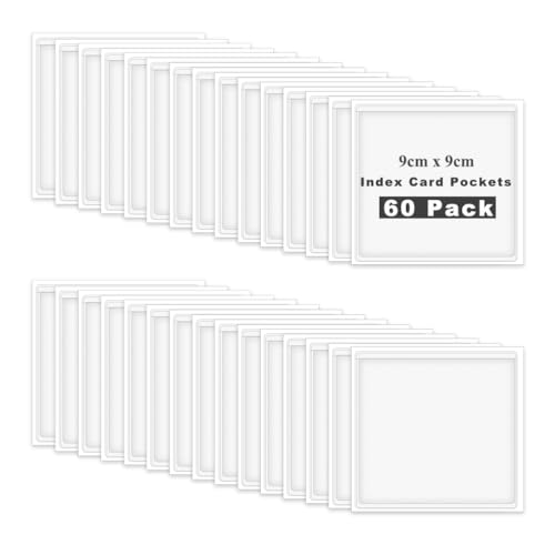 60 Stück Etikettenhalter Selbstklebend, 9 x 9 cm Transparent Etikettenhalter Visitenkartenhüllen Selbstklebende für Briefkasten, Schubladen von IheDovb