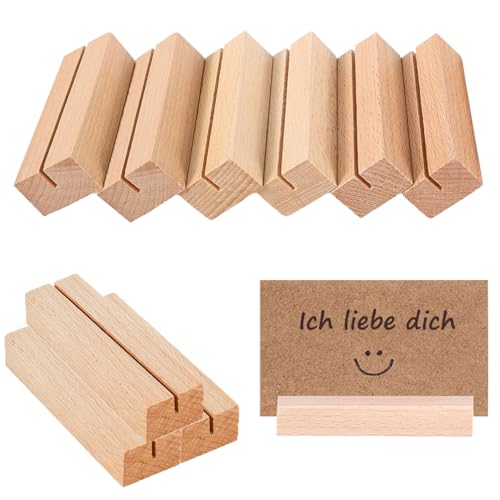IheDovb 10 Stück Kartenhalter Holz, 2mm Stabil Tischkartenhalter Menükartenhalter Holzständer für Karten von IheDovb