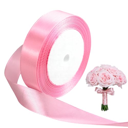 Satinband, 2cm x 22 Meters Dekoration Präsent Geschenkband Schleifenband Dekoband für Geschenk Hochzeit Party (Rosa) von IheDovb