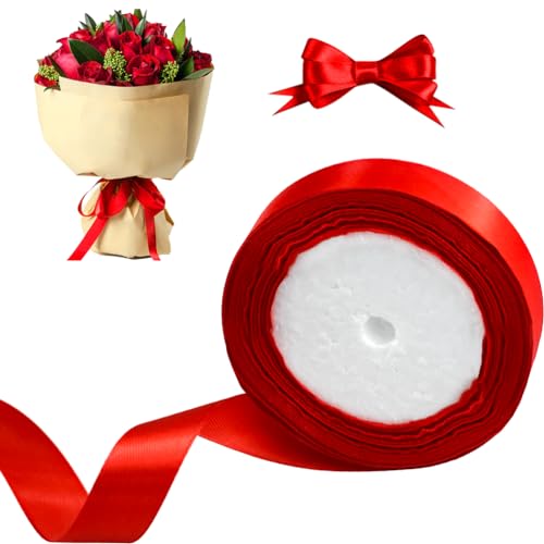 Satinband, 2cm x 22 Meters Dekoration Präsent Geschenkband Schleifenband Dekoband für Geschenk Hochzeit Party (Rot) von IheDovb