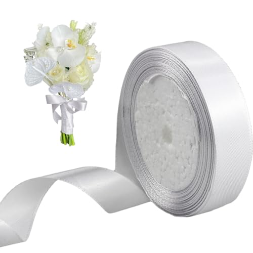 Satinband, 2cm x 22 Meters Dekoration Präsent Geschenkband Schleifenband Dekoband für Geschenk Hochzeit Party (Weiß) von IheDovb