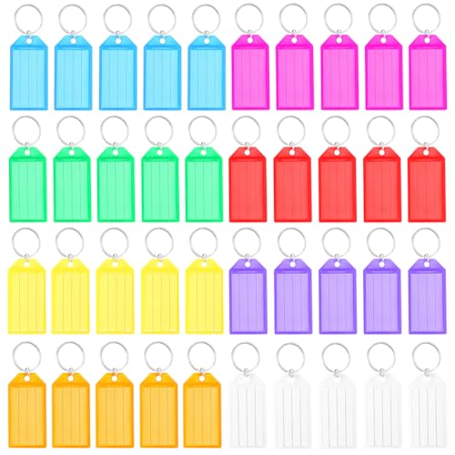 Schlüsselanhänger, 40 Stück Schlüsselanhänger aus Kunststoff mit Etikett für Schulen, Büros von IheDovb