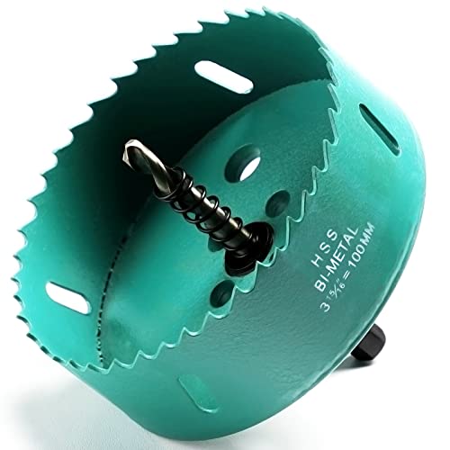 Lochsäge 100mm, M42 HSS Lochbohrer Set Bimetall mit Sechskant-Schaft und Zentrierenden Metallbohrern Bohrkronen Set für Metall,Eisen,Aluminium,Holz,Trockenbau, Kunststoff, Faserplatten, Grün Lochsäge 100mm, M42 HSS Lochbohrer Set Bimetall mit Sechskant-Schaft und Zentrierenden Metallbohrern Bohrkronen Set für Metall,Eisen,Aluminium,Holz,Trockenbau, Kunststoff, Faserplatten, Grün von Ihomepark
