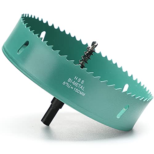 Lochsäge 150mm, M42 HSS Lochbohrer Set Bimetall mit Sechskant-Schaft und Zentrierenden Metallbohrern Bohrkronen Set für Metall,Eisen,Aluminium,Holz,Trockenbau, Kunststoff, Faserplatten, Grün Lochsäge 150mm, M42 HSS Lochbohrer Set Bimetall mit Sechskant-Schaft und Zentrierenden Metallbohrern Bohrkronen Set für Metall,Eisen,Aluminium,Holz,Trockenbau, Kunststoff, Faserplatten, Grün von Ihomepark