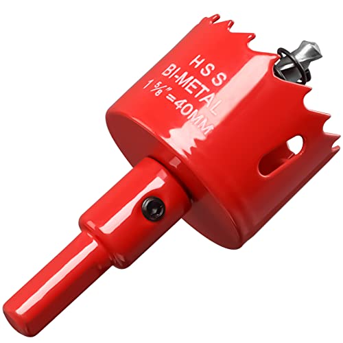 Lochsäge 40mm, HSS M42 Bi-Metall Schnellarbeitsstahl Lochbohrer für Holz Kunststoff, Trockenbau und Rigips, Rot Lochsäge 40mm, HSS M42 Bi-Metall Schnellarbeitsstahl Lochbohrer für Holz Kunststoff, Trockenbau und Rigips, Rot von Ihomepark