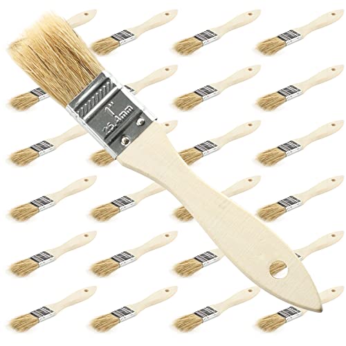 Pinselset, 24-Teiliges Flach-Pinsel-Set Lackier-Pinsel, Lasur-Pinsel im Helle Borste, Profi Malerpinsel mit Holzgriff für Farben, Lack, Beizen, Klebstoffe Flachpinsel für Streichen, DIY (2.54cm) von Ihomepark