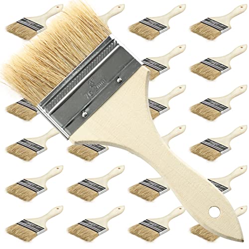 Pinselset, 24-Teiliges Flach-Pinsel-Set Lackier-Pinsel, Lasur-Pinsel im Helle Borste, Profi Malerpinsel mit Holzgriff für Farben, Lack, Beizen, Klebstoffe Flachpinsel für Streichen, DIY (7.62cm) von Ihomepark