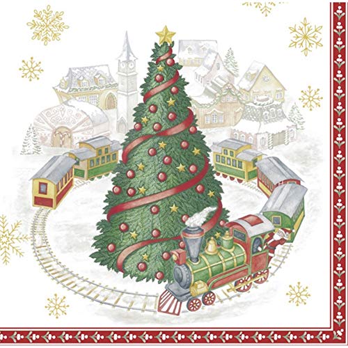 Lunchservietten ""Christmas Train in town"", von Ihr Ideal Home Range GmbH von Ihr Ideal Home Range GmbH