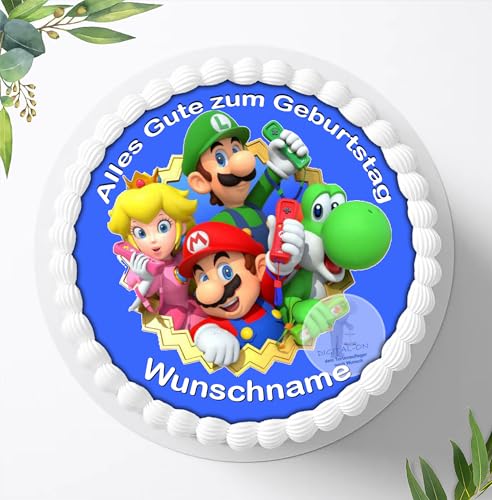Für den Geburtstag ein Tortenbild-Wunschname, Zuckerbild mit dem Motiv: Mario Bros, Essbares Foto für Torten, Tortenaufleger Ø 20cm - Super Qualität, 4012a Für den Geburtstag ein Tortenbild-Wunschname, Zuckerbild mit dem Motiv: Mario Bros, Essbares Foto für Torten, Tortenaufleger Ø 20cm - Super Qualität, 4012a von Ihr Onlineshop Digital-on 24
