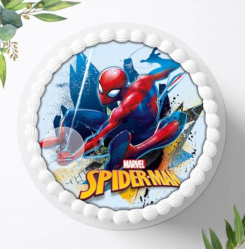 Für den Geburtstag ein Zuckerbild, Oblate mit dem Motiv: Spiderman, Essbares Foto für Torten, Tortenbild, Tortenaufleger Ø 16 cm 00069-E (Oblatenpapier) von Ihr Onlineshop Digital-on 24