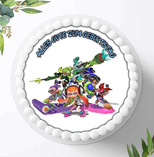 Für die Geburtstags Torte, Zuckerbild kompatibel mit: Splatoon Tortenbild, Essbares Foto für Torten, Fondant, Tortenaufleger Ø 20cm, 0790z Für die Geburtstags Torte, Zuckerbild kompatibel mit: Splatoon Tortenbild, Essbares Foto für Torten, Fondant, Tortenaufleger Ø 20cm, 0790z von Ihr Onlineshop Digital-on 24