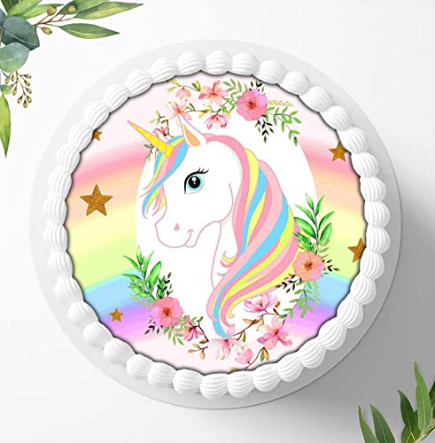 Für die Geburtstags Torte, Zuckerbild mit kompatibel mit: Einhorn Tortenbild, Essbares Foto für Torten, Fondant, Tortenaufleger Ø 20cm, 0270z von Ihr Onlineshop Digital-on 24