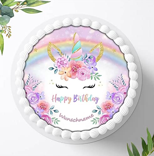 Für die Geburtstags Torte, Zuckerbild kompatibel mit: Einhorn Tortenbild Personalisiert, Essbares Foto für Torten, Fondant, Tortenaufleger Ø 20cm, 0271z Für die Geburtstags Torte, Zuckerbild kompatibel mit: Einhorn Tortenbild Personalisiert, Essbares Foto für Torten, Fondant, Tortenaufleger Ø 20cm, 0271z von Ihr Onlineshop Digital-on 24