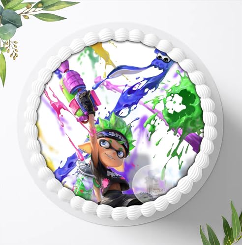 Für die Geburtstags Torte, Zuckerbild kompatibel mit: Splatoon Tortenbild, Essbares Foto für Torten, Fondant, Tortenaufleger Ø 20cm, 0965z Für die Geburtstags Torte, Zuckerbild kompatibel mit: Splatoon Tortenbild, Essbares Foto für Torten, Fondant, Tortenaufleger Ø 20cm, 0965z von Ihr Onlineshop Digital-on 24