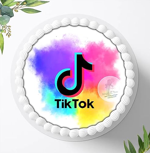 Für die Geburtstags Torte, Zuckerbild kompatibel mit: TikTok Tortenbild, Essbares Foto für Torten, Fondant, Tortenaufleger Ø 20cm, 0963z Für die Geburtstags Torte, Zuckerbild kompatibel mit: TikTok Tortenbild, Essbares Foto für Torten, Fondant, Tortenaufleger Ø 20cm, 0963z von Ihr Onlineshop Digital-on 24