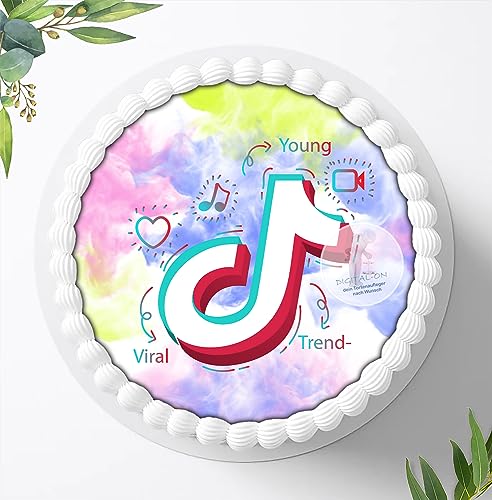 Für die Geburtstags Torte, Zuckerbild kompatibel mit: TikTok Tortenbild, Essbares Foto für Torten, Fondant, Tortenaufleger Ø 20cm, 0980z Für die Geburtstags Torte, Zuckerbild kompatibel mit: TikTok Tortenbild, Essbares Foto für Torten, Fondant, Tortenaufleger Ø 20cm, 0980z von Ihr Onlineshop Digital-on 24