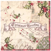 Serviette "Christmas Greeting" - 5 Stück von Elfenbein