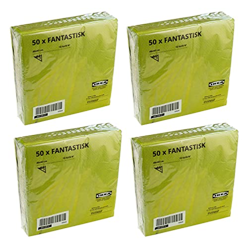 Ikea FANTASTISK 3-lagige Papierservietten, mittelgrün, 40 x 40 cm, 001.498.31 - 200 Stück (4x50) von IKEA