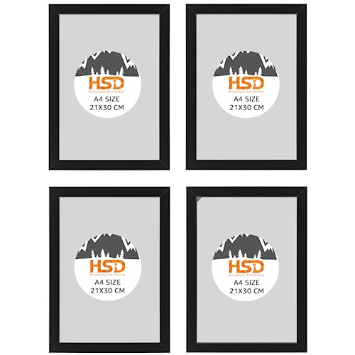 Ikea Fiskbo Bilderrahmen, A4, 21 x 30 cm, schwarz, 4 Stück, Pappe, Faserplatte, Folie, Polystyrol-Kunststoff, Acrylfarbe, Schwarz , 21x30cm von HSD Himalayan Salt Direct