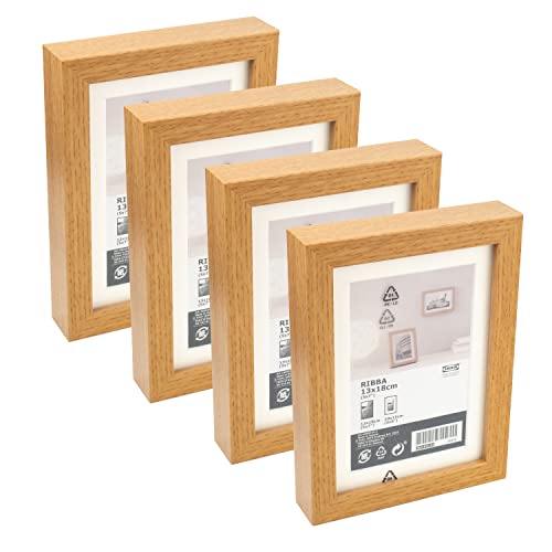 Ikea RIBBA 503.827.61 Chunky Box Bilderrahmen, Holz-Eichenoptik, 13 x 18 cm, Faserplatte & Kunststoff, Wand- & Tischmontage, 4 Stück von Ikea