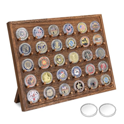 Ikee Design Münz-Organizer aus Holz, Wandmontage, 5 Reihen, für 30 Münzen, Staffelei, Ständer für Casino-Chips, kommt mit 30 transparenten Münzgläsern Ikee Design Münz-Organizer aus Holz, Wandmontage, 5 Reihen, für 30 Münzen, Staffelei, Ständer für Casino-Chips, kommt mit 30 transparenten Münzgläsern von Ikee Design