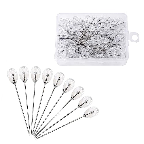 Ikosora 100PCS Corsage Boutonniere Pins, Nähen Corsage große Kopfnadel, Kristall Diamant gerade Pin Hochzeit Braut Haarschmuck Dekoration Handwerk Ikosora 100PCS Corsage Boutonniere Pins, Nähen Corsage große Kopfnadel, Kristall Diamant gerade Pin Hochzeit Braut Haarschmuck Dekoration Handwerk von Ikosora